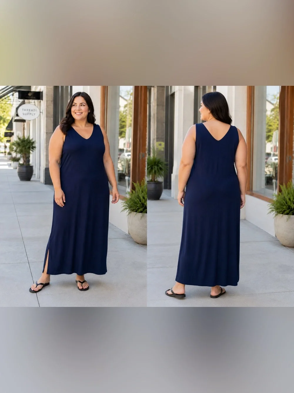 St. John's Bay Sleeveless V-Neck Maxi Dress - Navy Blue